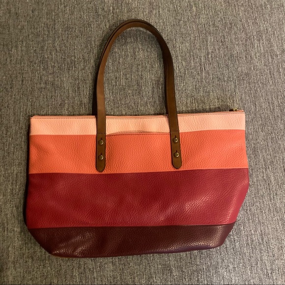 💕 Fossil Multiple Pink Stripe Tote Bag - Picture 4 of 6